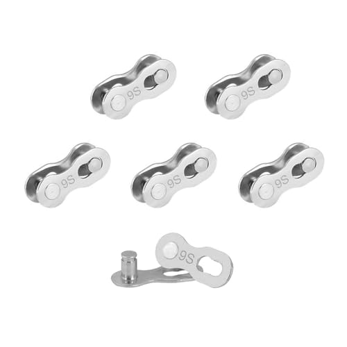 QitinDasen 5 Pares Conector de Cadena de Bicicleta de 9 Velocidades, Eslabón Perdido de Bicicleta, Eslabones de Liberación Rápida de Cadena de Bicicleta Reutilizables (Plateado)