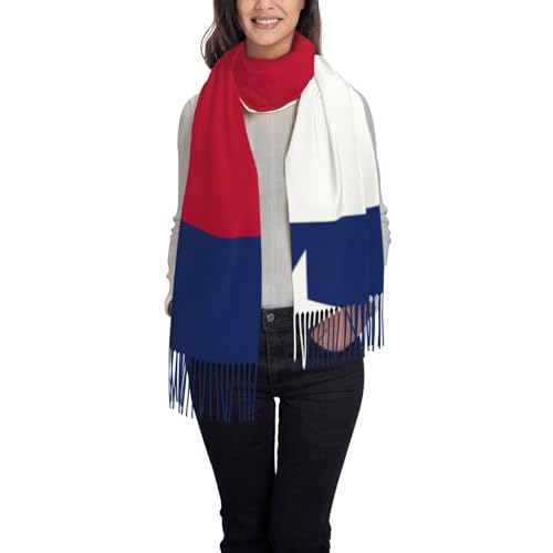 Flag of Texas Print Winter Scarf for Women - Faux Wool Shawl - Black, Multicolor2