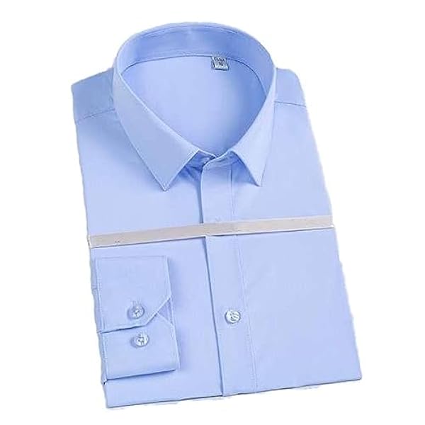 Långärmad Slimfit Skjorta För Män, Klassisk Bambufiberstretch Professionell Formell Icke-Strykning Enfärgad Affärsskjorta, Bekväm Mjuk Kontorsskjorta För Lättskött