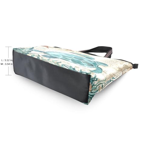 Image of Women Turtle Tote Bag Polyester Handbag Zippered Tote Bag Turtle Tote Purses,Summer Beach Tote Bag