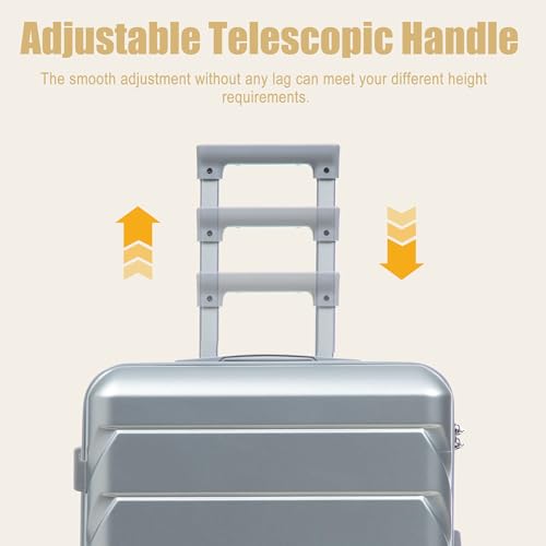 Image of 28 Inch ABS Hard Shell Large Luggage With Combination Lock and Side Hooks, Sliver
