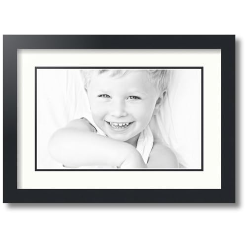 ArtToFrames Collage Photo Frame Double Mat with 1-8.5x14 Openings with Satin Black Frame and Porcelain mat.