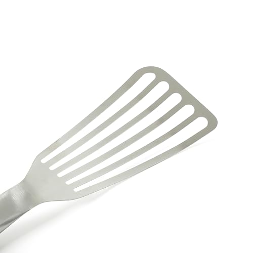 Image of Calphalon Prime Slotted Spatula, Slotted Fish Turner, Stainless Steel Kitchen Flipping Spatula, Flexible Heavy-Gauge Heat Resistant for Seafood, Weighted Handle for Control