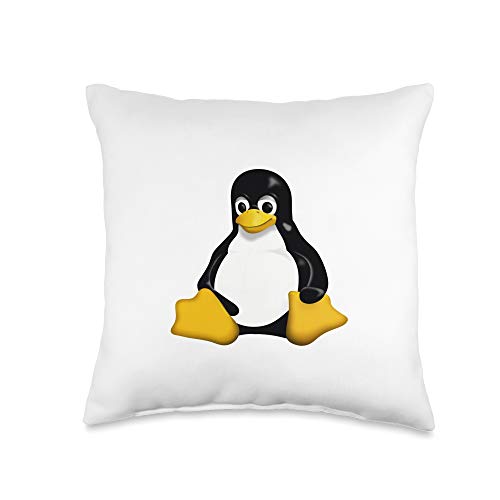 Tux Penguin Linux Official Mascot Logo Tees Tux Penguin Linux Official Mascot Logo Icon Throw Pillow, 16x16, Multicolor