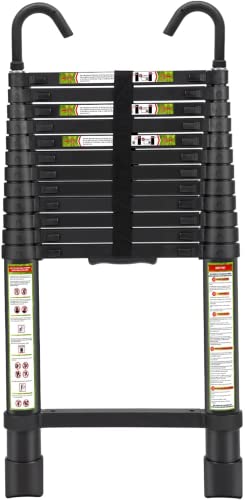 RIKADE 伸縮はしご 耐荷重150kg 軽量 持ち運びやすい 折り畳み 伸縮梯子 多機能アルミはしご 自動ロック スライド式 伸縮自在 梯子 室内室外両用 スライド式 フック付き