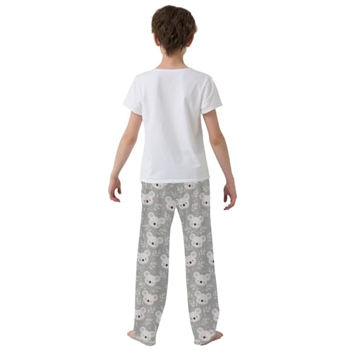 Sleeping Koala Leaves Boys Long Pants Soft Trousers Elastic Waist Kids Lounge Bottoms with Pockets S-XL3