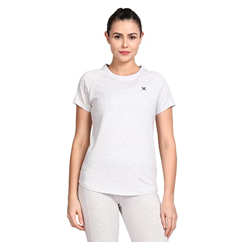 Image of Lavos Women's Regular Fit T-Shirt with Half Sleeve Round Neck, Bamboo & Cotton Gym, Yoga and Sports Wear for Women