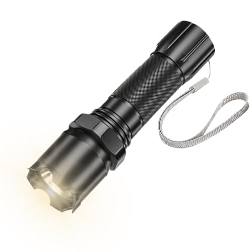 Torcia elettrica forte, torcia LED ricaricabile tramite USB, super luminosa, modalità singola, torcia portatile a lungo raggio con luce laterale per adulti, campeggio, escursionismo, arrampicata