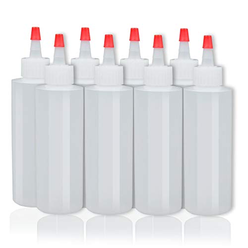 8-pack Plastic Squeeze Condiment Bottles - 4 Ounce with Red Tip Cap