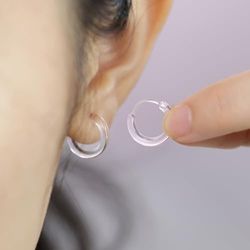 12 Pairs Anti-Allergy Unisex Cute Plastic Hoop Ear Retainers, Nose Rings, With Buckle, For Sensitive Ears & Skin4