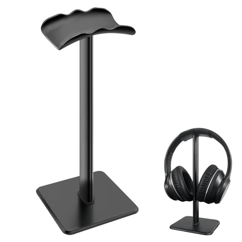 Bezavea Headphone Stand, Universal Headset Desk Hook, Sturdy Metal Stand with Non-Slip Silicone, Detachable Headset Holder, Aluminum Gaming Headset Holder, Earphone Stand Headrest ABS Solid Base