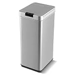 TANGZON 48L Automatic Sensor Kitchen Bin, 3-Layered Stainless Steel Touchless Infrared Motion Waste Bin with Soft Closure & Stay Open Lid, Fingerprint-Proof Smart Trash Can Dustbin for Home Office