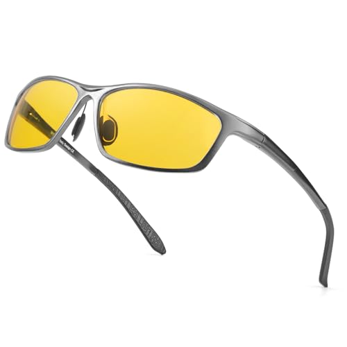 SIPHEW Night Driving Glasses for Men, Anti Glare Polarized Yellow Lens Night Vision Glasses for Nighttime/Rainy/Foggy