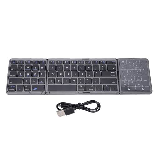 Clavier Bluetooth pliable avec pavé tactile gris à 3 connexions USB-C