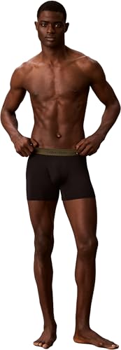 Calvin Klein Herren-Boxershorts, Schwarz/Bronze Flash Wb/Schwarz/Oliv, M – Ansicht 5