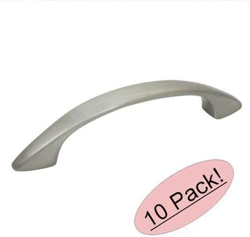 Cosmas 10 Pack 1387SN Satin Nickel Cabinet Hardware Handle Pull - 3" (76mm) Hole Centers