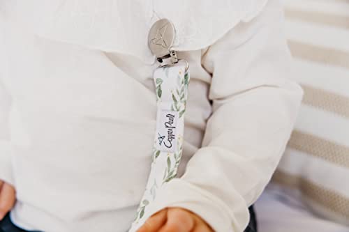 Image of Copper Pearl Pacifier Holder 3-Pack: Premium Knit Binky Clips for Babies - Stylish Stainless Steel Design, Prevents Floor Drops - Fern
