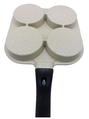 Image of 4 Hole Non Stick Egg Frying pan,Multi-Purpose Frying pan for Omelet uttapam,idli Burger Poached Egg Kitchen Breakfast(1pcs) (White)