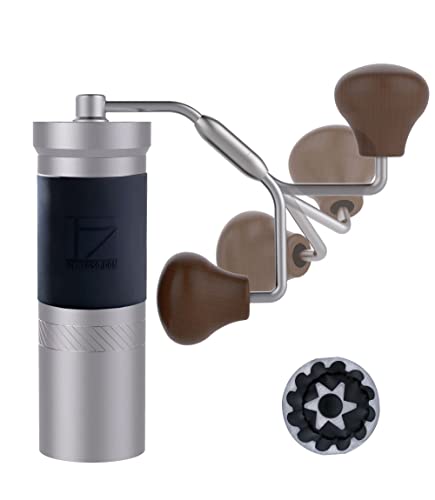 1Zpresso Jx-Pro S Manual Coffee Grinder Silver Capacity35G With Assembly Stainless Steel Conical Burr, Foldable Handle- Adjustable Setting, Portable Mill Faster Grinding Efficiency Espresso To Coarse #TOP8