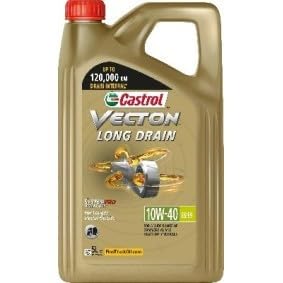 Castrol Vecton Aceite de motor de drenaje largo 10W-40 E6/E9 para camiones y autobuses, 15 litros