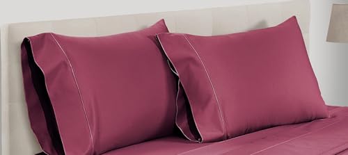 Pillow Cases Set of 2, Cooling Pillowcases Standard Size Set of 2, 800 Tc Egyptian Cotton- Burgundy