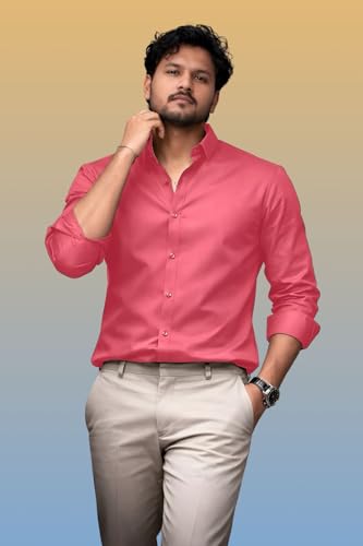 Image of Men's Casual Cotton Blend Shirt | Regular Fit | Full Sleeve | Solid Design