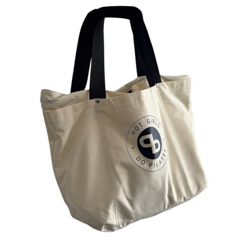 Women's Nylon Tote - Hot Girls Do Pilates, 17 x 5.9 x 14 inches, Magnetic Snap Closure, Multi-Pocket
