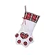 Markcur 2 Stück Nikolausstiefel 45 x 20 cm groß Nikolaussocke mit Hund-Pfote Weihnachtsstiefel Nikolausgeschenke für Kinder - rot/blau