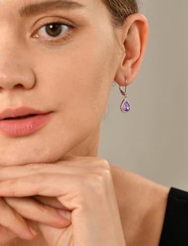 YL Halo Teardrop Dangle Drop Earrings 925 Sterling Silver Birthstone Leverback Jewelry for Women2