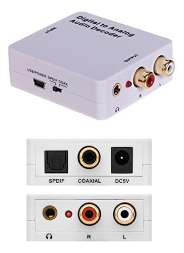Premium Digital-to-Analog Audio Decoder Converter with 5.1 Input to Stereo Output – Supports Dolby & DTS Formats, RCA + 3.5mm Headphone Outputs