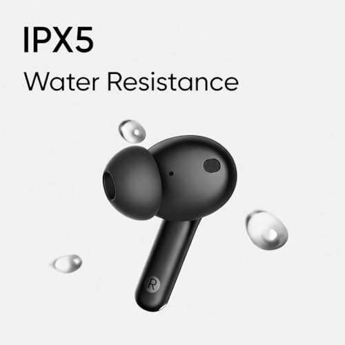 Image of Buds T110 Compatible for Realme Wireless Earbuds, AI ENC Noise Cancellation, 10mm Dynamic Bass Driver, 38H Battery Life, Bluetooth 5.4, IPX5 Water Resistance (Black)