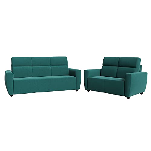 Image of Wakefit Sofa Set | 3 Year Warranty | Sofa 5 Seater, 5 Seater Sofa for Living Room, Wooden Sofa Set, Sofa Set 3+2 Seater - Belize(Reflection : Aqua Blue)