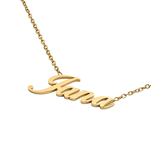 ANDANTE Premium Collection - Naamketting Jana 14K goud roestvrij staal halsketting gepersonaliseerde ketting met naam - in lengte verstelbaar 43 cm - 48 cm, Hoogwaardig roestvrij staal, huidvriendelijk en hypoallergeen, 14K hard verguld (waterdicht en bijzonder duurzaam) - Afbeelding 5