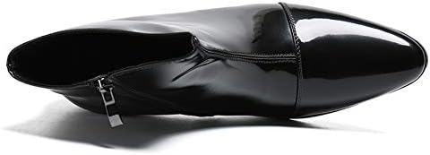 Santimon Mens Boots Casual Patent Leather Chelsea Dress Boots Zipper on Side Mid Calf Boots for Men Black 11 | Image 2