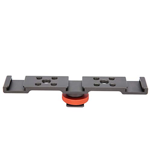 Hot Shoe Extension Bar Mount, Hot Shoe Mount Plate Adapter, Aluminum Alloy Hot Shoe Mount Bracket for DSLR Camera Microphone Tripod LED Video Light Flashlight (Gunmetal Grey)
