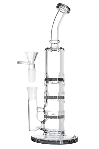 Heisenberg Dude X3 Percolator Bong 27cm Schliff 14,5 (NS 14) Glasbong aus Borosilikatglas mit Honeycomb + Turbine (Grau) – Bild 4