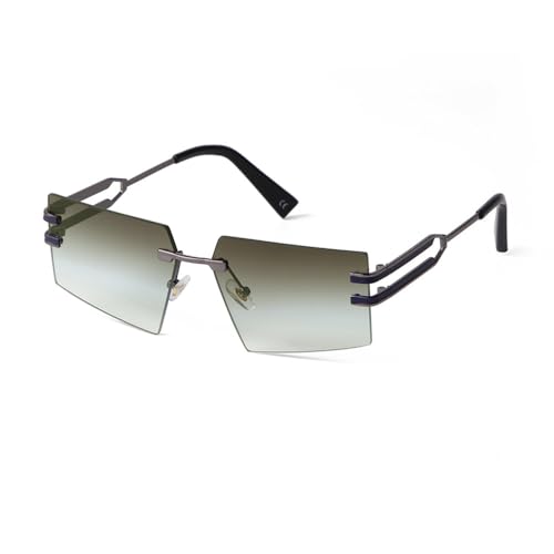 Lunettes de soleil sans monture pour femmes et hommes | Verres rétro UV400 en métal