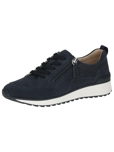 CAPRICE Damen Sneaker flach aus Leder mit Reißverschluss, Blau (Ocean Suede), 41 EU