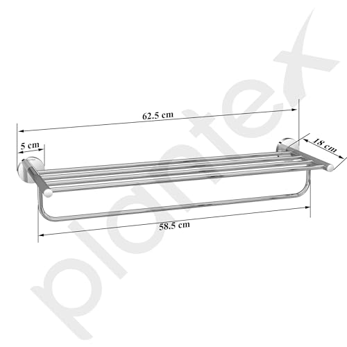 Image of Plantex 24 inch Towel Rack for Bathroom /Smero Pure Brass Towel Stand /Hanger /Holder /Towel Bar /Bathroom Accessories - Circle (Chrome)