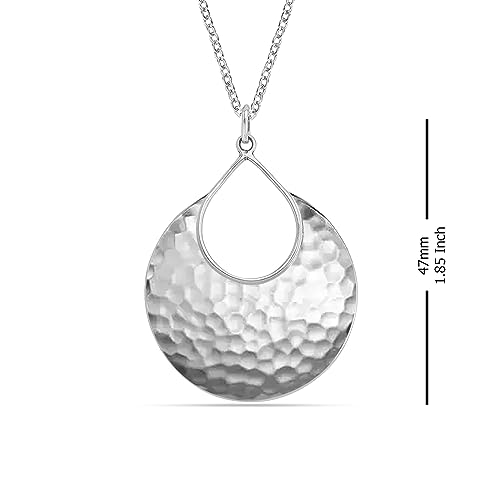 LeCalla 925 Sterling Silver Hammered Necklace for Women | Italian Handmade Hammered Texture Pendant Necklaces | Women's Adjustable Chain Necklace Pendant Jewelry Gift for Her4