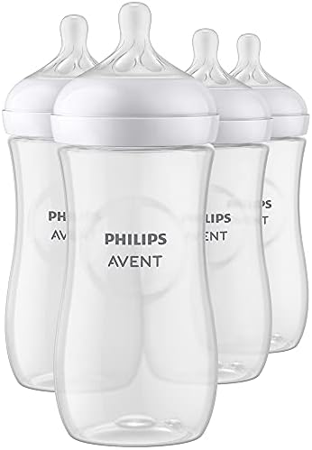 Philips AVENT Natural Baby Bottle with Natural Response Nipple, Clear, 11oz, 4pk, SCY906/04
