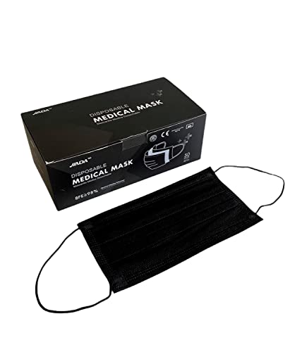 ASTORMEDIC | Mascarilla Quirúrgica Tipo IIR [50-100-200-350 unidades] Jiada- Homologada CE - para Adulto. Mascarillas de uso Médico. 3 Capas. Alta Eficiencia filtración Bacteriana. 50 unidades Negro