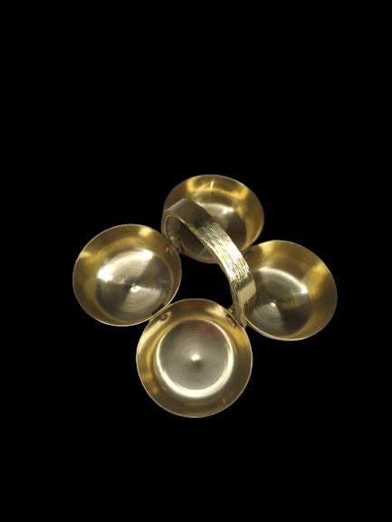 Brass Puja Chowmukh || Chokra Chopala Bowl Stand for Haldi, Kumkum, Rice, Elaichi,Mishri,Roli Pack of 1(no-3)