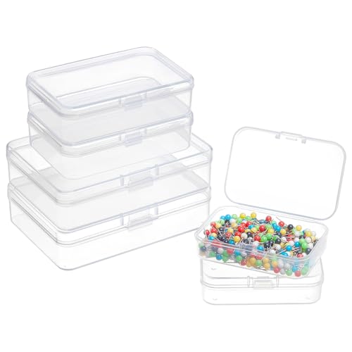 Image of BENECREAT 27 Pack Mixed Size Rectangle Mini Clear Plastic Bead Storage Containers Box Case with lid for Items,Pills,Herbs,Tiny Bead,Jewerlry Findings, and Other Small Items