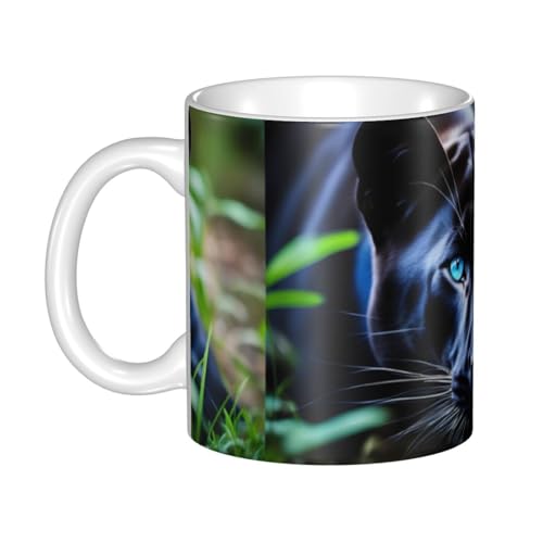 Gpkgsigt Taza de cerámica con estampado de ojos azules para capuchino, latte, cereales, yogur, leche, bebidas calientes o frías, horno de microondas