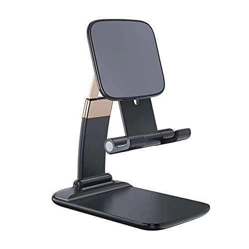 Docsir Mobile Stand Holder Adjustable Desk Cell Phone for Table Accessories for Home Office with Flexible Height Angle Adjustment for All Mobile Phone Device (Color Black)