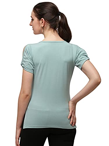 Image of DHRUVI TRENDZ Women's Regular Fit Tops | T Shirt for Women | Tops for Jeans for Women | Tops for Women | Western Tops for Women Stylish | T-Shirt for Women