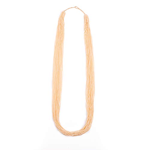 Creme Beige Long Strand Necklace in Traditional Nepal Style, Handmade in Nepal