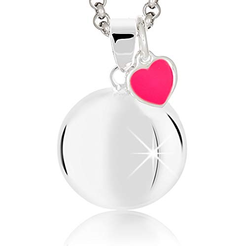 Collier rappel des anges maman idée cadeau grossesse chaîne acier cœur fuchsia femme