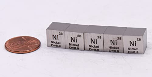 Image of 0.39 inch 10mm Nickel Metal Cube Ni up to 99.9% Pure Periodic Table Element Engraved Density Collection Science Education Display Block Cube + Acrylic Case Box - 1PC